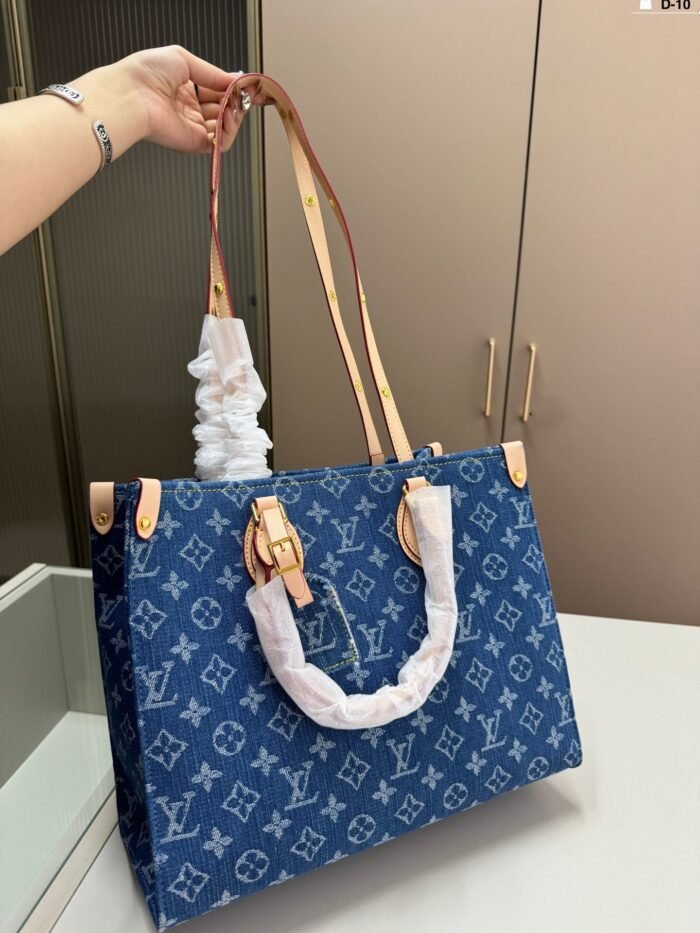 LV onthego denim tote bag - 图片 4